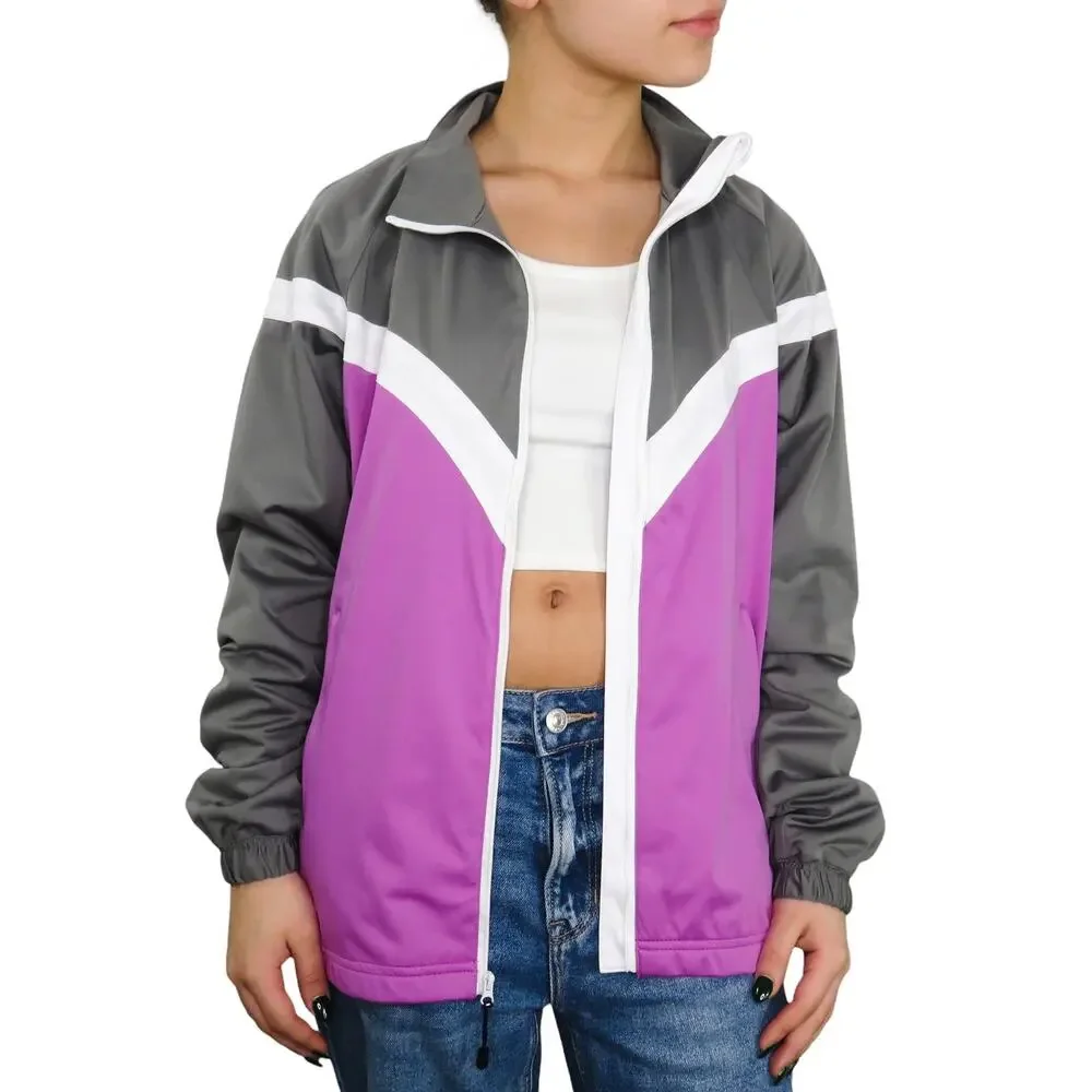 1990s Vintage Kate Lord Purple & Gray Windbreaker Golf Jacket Small Retro